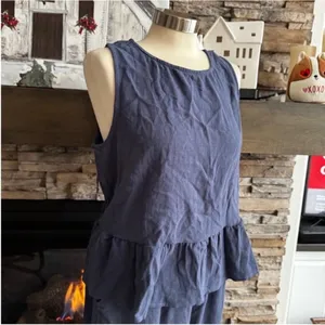 Elegant Blue Pants with Ruffled Peplum Top 2 Piece Set thumbnail 9