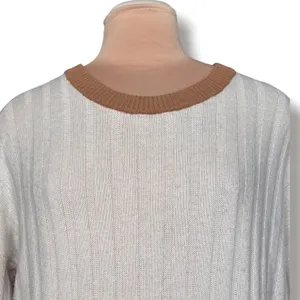 Madewell Re)sourced Ribbed Wool Alpaca Midi Sweater Dress Large Colorblock Tan L thumbnail 7