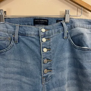 Lucky Brand High Rise Skinny Bridgette Ripped Button-Fly Ankle Jeans Size 16/33A thumbnail 3