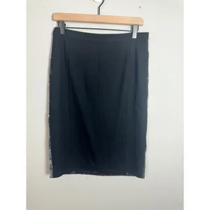 Moschino Cheap and Chic Silver Sequin Pencil Skirt Black Back USA 10 Italy thumbnail 4