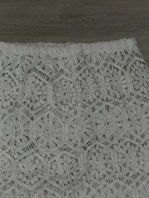 White Crochet Maxi Swim Cover Up Skirt Women’s Small thumbnail 3