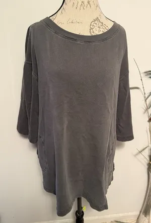 Free People Beach Venice Crewneck Tee In Black Sz‎ XS With Pockets Dress thumbnail 1