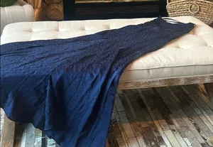 Reformation Navy Blue Imprinted Silk Maxi Dress Size‎ Small thumbnail 1