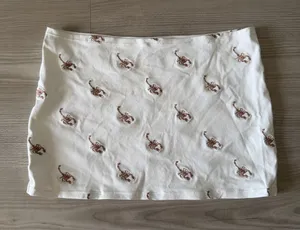 Classic Cream Mini Skirt with scorpion Embroidery thumbnail 1