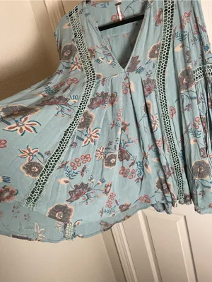 Free People Just The Two Of Us Floral Crochet Tunic Mini Dress XS thumbnail 3