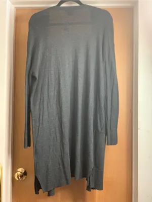 Trouvé Long Open-Front Women's Cardigan Sweater - grey Size-Medium thumbnail 3