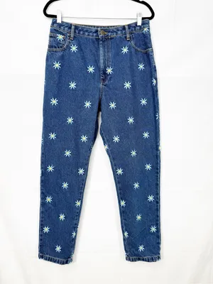Lucy & Yak Dana Jeans Daisy Mae Embroidery Organic Cotton High Rise 80s Mom thumbnail 3