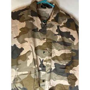 Madewell Cottontail‎ Camo Short Sleeve Button Tie Front Shirt Womens L thumbnail 2