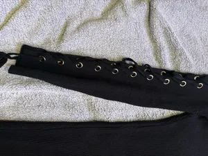 Ribbed Lace-Up Long Sleeve Dress thumbnail 5