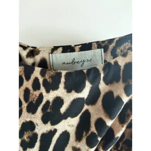 Audrey 3+1 Leopard Print Mini Dress Brown Black Tie Shoulder Medium NWOT thumbnail 3