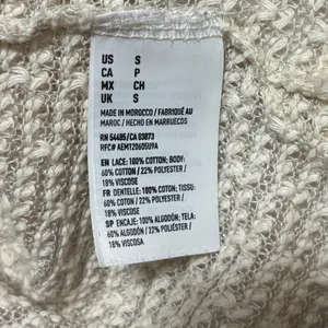 American Eagle Short Sleeve Sweater Cream Crochet Lace Boho Coastal Casual Small thumbnail 5
