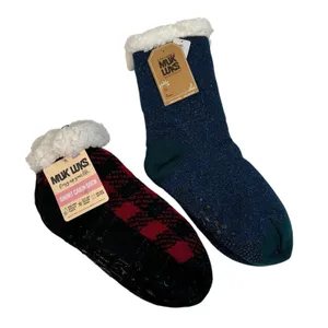 Muk Luks Cabin Socks S/M Women’s Shoe Size 6-8 Sherpa Non Slip‎ Lot Of 2 NEW thumbnail 1