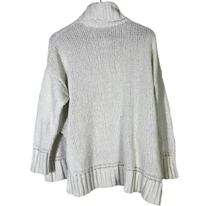 Aerie Chenille Knit Turtleneck Sweater Womens S White Oversized Cozy Slouchy thumbnail 4