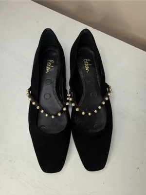 Boden Black Mary Jane Ballet Flats Pearl Strap Suede Size 37 Academia Office thumbnail 12