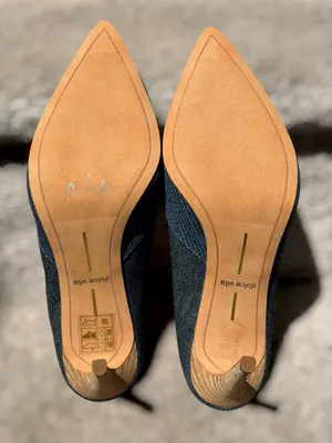 Dolce Vita Cinda Denim Pointed Toe Mule Heels‎ Slip On Stiletto Minimalist Chic thumbnail 7