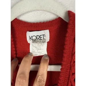 Koret Y2k Women's Medium Lambs Wool Sweater Vest Red‎ Preppy Academia Retro thumbnail 6