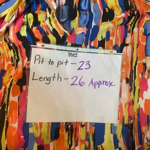 New York & Company Blouse Large Multicolor Brushstroke Abstract Colorful thumbnail 5