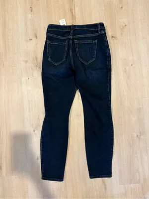 Abercrombie & Fitch Dark Blue Skinny Jeans with Knee Distress thumbnail 2
