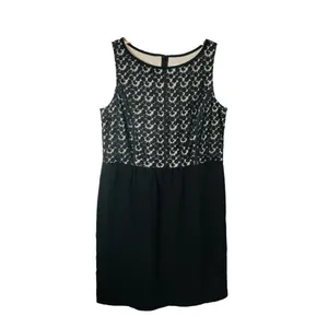 LOFT Sheath Dress Womens 8 Black Cream Floral‎ Lace Bodice Sleeveless Business thumbnail 3