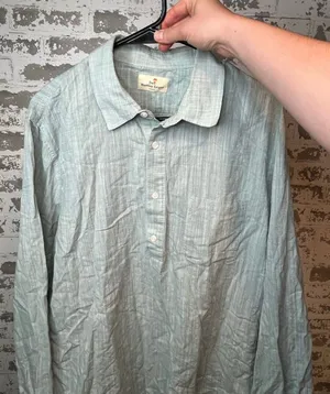 Marine layer | women cotton Marge 1/4 button down top thumbnail 1