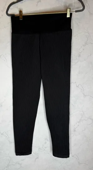 Aerie Offline 7/8 High-Rise Leggings in black white stripe thumbnail 1