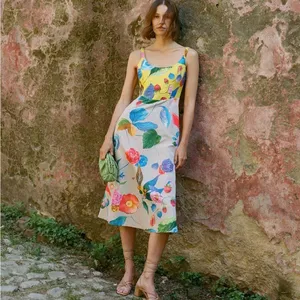 Tuckernuck Vivid Jardin Dominique Dress S Multi Yellow Floral Midi NWT thumbnail 12