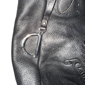 Lauren Ralph Lauren Vintage Black Pebbled Leather Tote Shoulder Bag Purse thumbnail 5