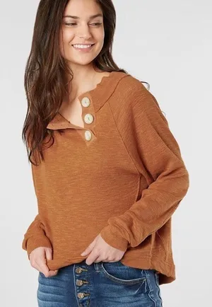 Free People We The Free Asymmetrical Button Henley Forget Me Top Small 796 thumbnail 1