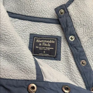 Abercrombie & Fitch Blue Snap-Front Fleece Quilt Chest Panel Tunic Size‎ S thumbnail 7