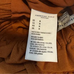 American Eagle Paperbag Pants Womens M Rust Linen Blend High Rise Belted thumbnail 6