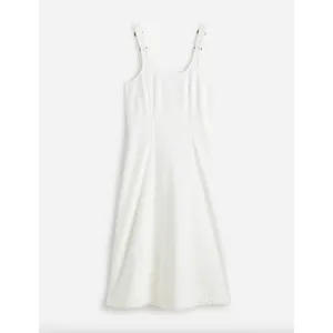 Madewell Denim Scoopneck Midi Dress Pure White Wash A Line Minimalist Small NWT thumbnail 6