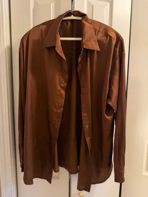Silk Button Up Brown Size 18 thumbnail 1
