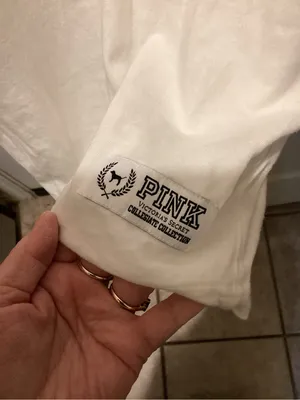 PINK Victoria's Secret White Tee with Purple Lettering thumbnail 5