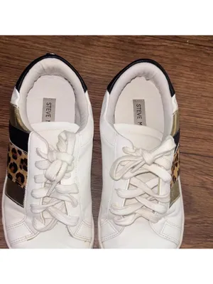 Steve Madden Fone White and Leopard Print Women's Sneakers Casual Everyday FLAWS thumbnail 5