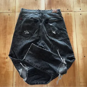 BDG Urban Outfitters Black‎ Distressed Women's Wide Leg Jeans thumbnail 4