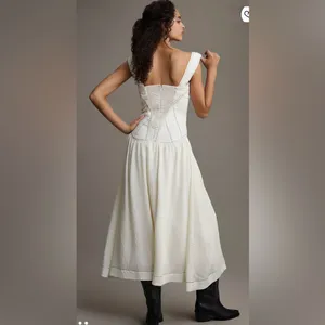 By Anthropologie Sleeveless Square-Neck Twofer Midi‎ Dress Size MP thumbnail 2