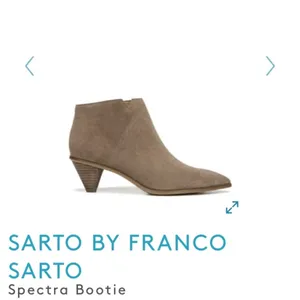 Franco Sarto Spectra Suede Booties 6.5 Tan Pointed Toe Quiet Luxury Fall thumbnail 2