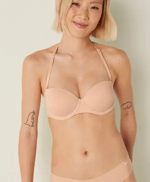 Victoria's Secret PINK Wear Everywhere Push-Up Strapless Bra 34D Beige Molded thumbnail 5