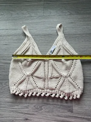 Zara Cream Crochet Knit Crop Camisole Size L thumbnail 6