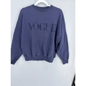 Vogue Women Sweatshirt Navy Blue Tonal Embroidered Logo Organic Cotton Medium thumbnail 2