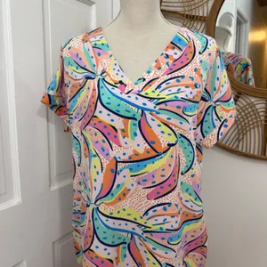 Michelle McDowell Fruit Print‎ Maxi Dress S Resort Cruise Colorful Beach Coastal thumbnail 2