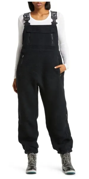 Free People Movement Hit‎ Slopes Snow Bibs XS Black Fleece Overalls Gorpcore thumbnail 1