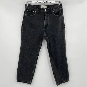 Abercrombie & Fitch The‎ Mom High Rise Black Wash Denim Tapered Jeans Size 4XS thumbnail 4