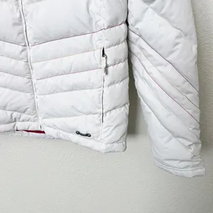 [Spyder] White Winter Puffer Ski Snowboard Jacket Hooded Rainbow Seams Size 4 thumbnail 8