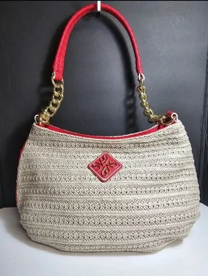 SIMPLY VERA Vera Wang Woven Hobo Bag Red Trim Gold Chain Classic everyday thumbnail 1