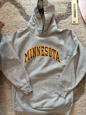Steve & Barry's Minnesota Gray Pullover Hoodie with Maroon & Gold Arc Logo thumbnail 1