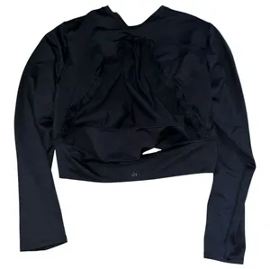 Tek Gear Ruffle Cut Out Black Workout Top Yoga thumbnail 1