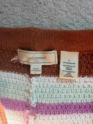 No Comment Striped Knit Crochet Shorts Brown Purple Mint Size L‎ Boho thumbnail 5