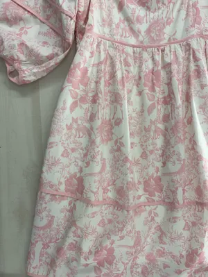 LOVELO Woodland animal toile printed pink puff sleeve dress 1XL thumbnail 5