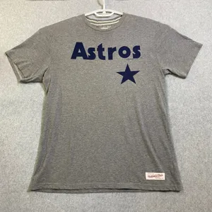 Mitchell & Ness Astros T-Shirt Women‎ L Gray Tailored Fit MLB Baseball Fan EUC thumbnail 1